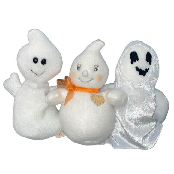 Halloween Plush Ty Beanie Spooky Ghost Sheets Hallmark Little Glimmer 8” Lot x3 - Picture 2 of 14